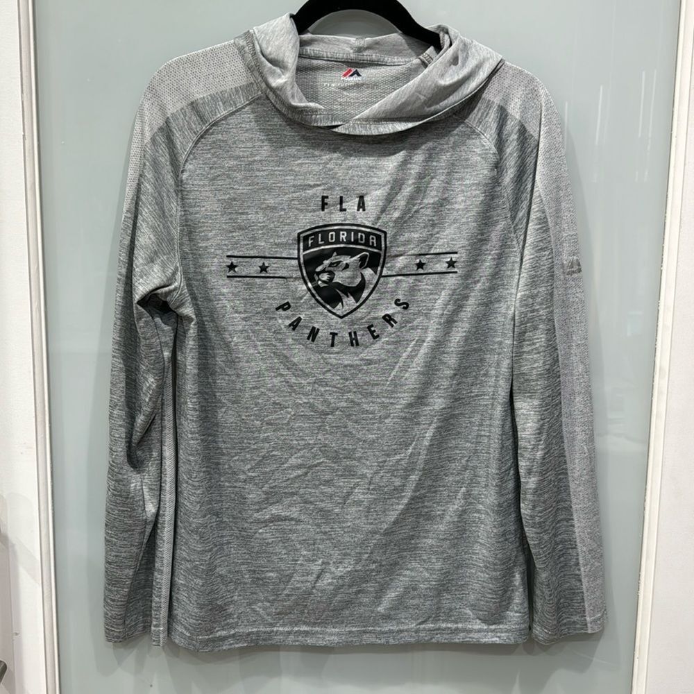 Majestic Florida Panthers Hockey Gray NHL Pullover Hoodie Sweater Shirt Small